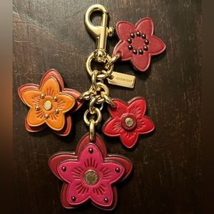NWT COACH Leather Flower Key Fob Charm